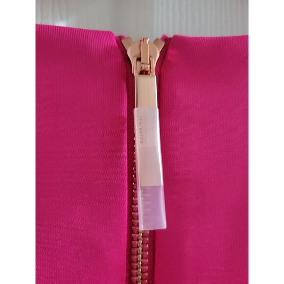 Ted Baker Hot Pink Cocktail Skater Mini Dress Size XL Lace Scuba Party Event - Picture 7 of 9